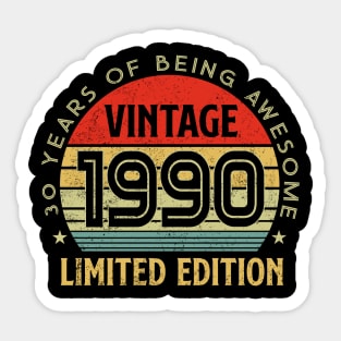 30th Birthday Gift, 30 Years Of Being Awesome, Since 1990 Vintage Limited Edition Sticker